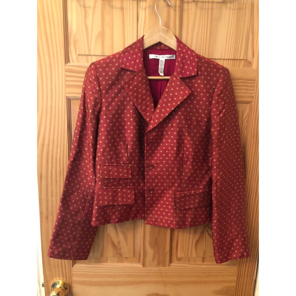 Vintage DVF (Diane von Furstenberg) 100% Silk Red and Gold jacket